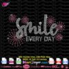 smile every day digital rhinestone template svg cricut silhouette, smile bling rhinestone download