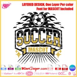 Soccer mascot customizable SVG cut file layered for Cricut Silhouette cutting machines