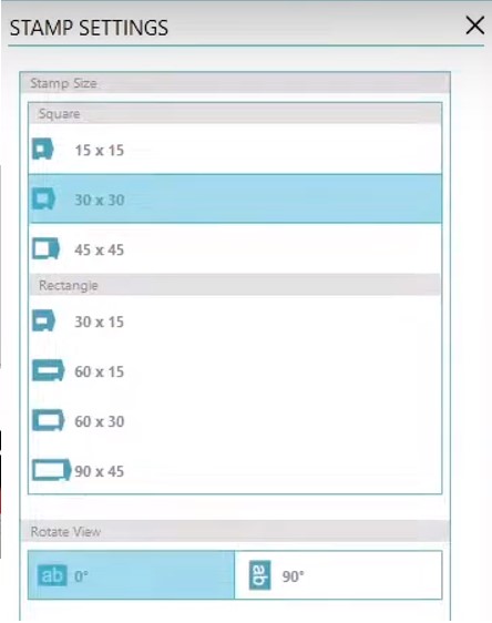 Stamp size setting