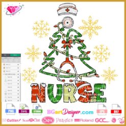 Stethoscope Nurse Christmas Tree svg, Medical Stethoscope Christmas sublimation, Christmas Tree Xmas Nurse Stethoscope Snow Holiday cut file, cricut silhouette cuttable download