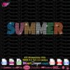 summer multicolor rhinestone template svg cricut silhouette, hello summer digital rhinestone template svg