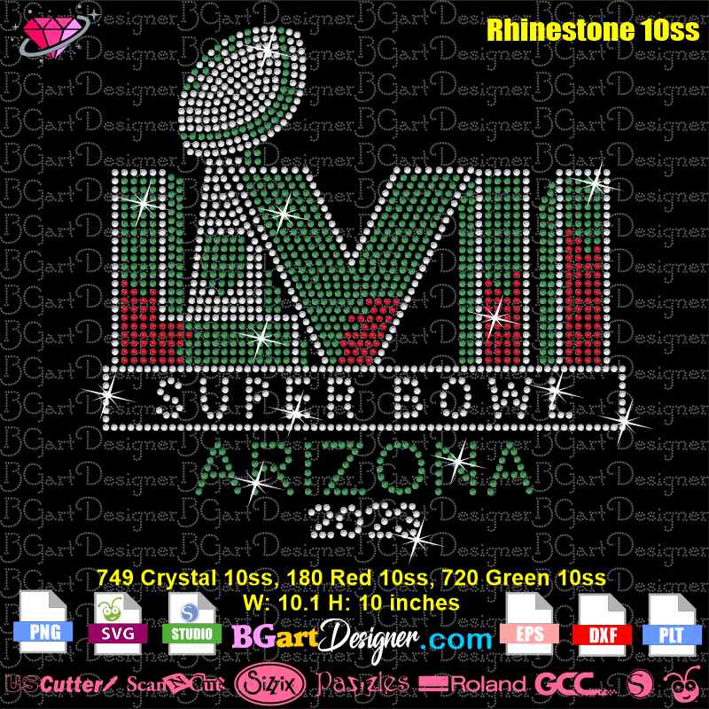 lllᐅ Super Bowl Arizona 2023 Rhinestone SVG - bling template