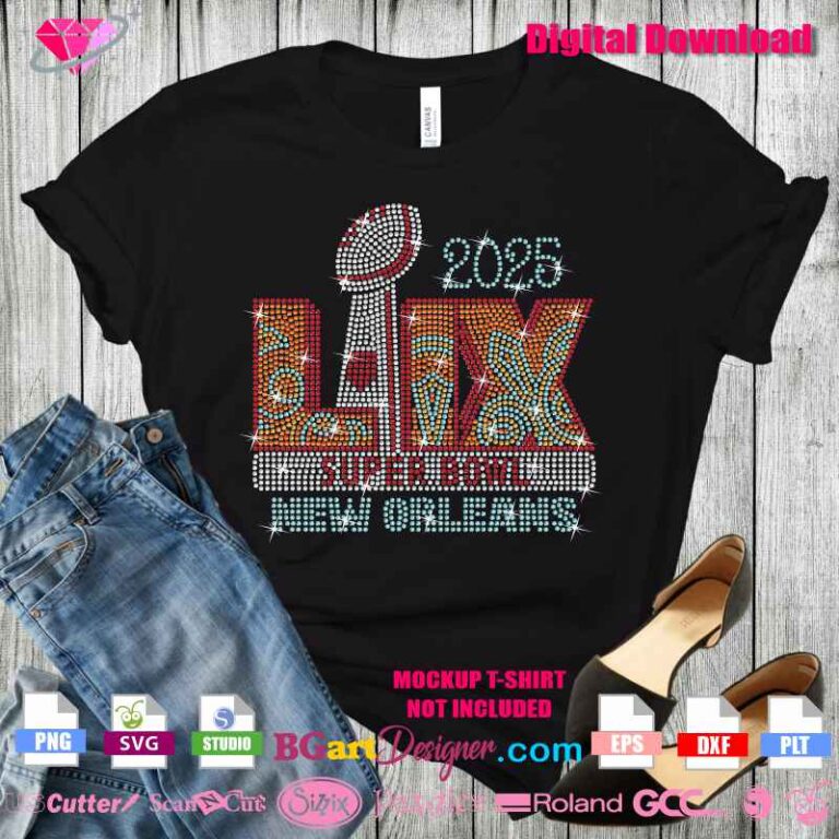 Lll Super Bowl Lix Digital Rhinestone Template Svg