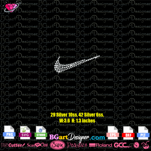 small nike swoosh rhinestone template svg cricut silhouette, nike logo rhinestone template svg, nike swoosh bling transfer iron on