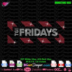 TGI Fridays logo rhinestone svg, fridays logo bling rhinestone template download