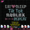 eat sleep tik tok roblox repeat digital rhinestone template svg cricut silhouette, tiktok rhinestone download svg, roblox heart bling cut file
