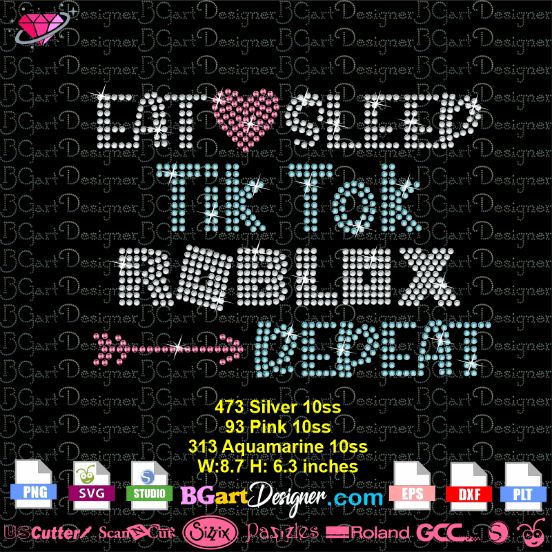 Lllá… Tiktok Roblox Repeat Rhinestone Svg Digital Bling Template Svg