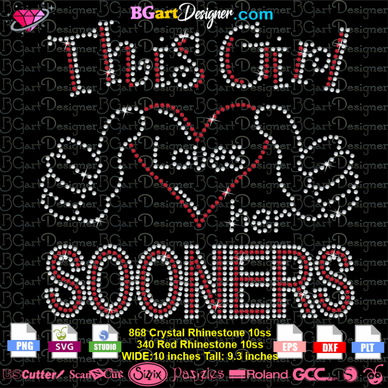 lllᐅGirl Loves Sooners Rhinestone - NFL rhinestone template files