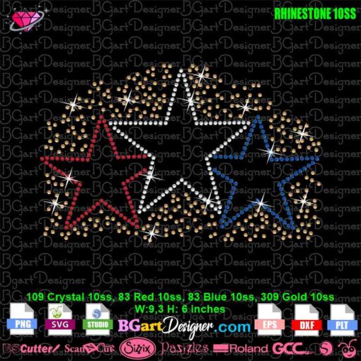 american stars rhinestone svg, memorial day rhinestone svg, patriotic independence day svg