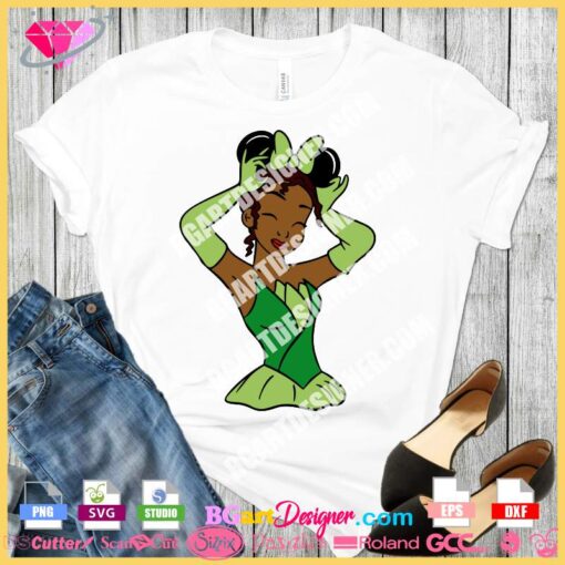 Tiana Frog princess mickey mouse ears minnie bow svg layered vector download