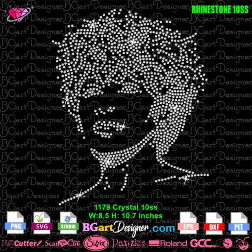 tina turner face rhinestone svg, tina turner portrait rhinestone svg