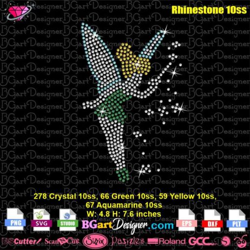 tinkerbell silhouette rhinestone svg, tinkerbell rhinestone template cricut