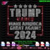 Trump Vance 2024 Rhinestone Template - Downloadable SVG Design for Cricut and Silhouette. This sparkling 'Make America Great Again' rhinestone design is perfect for DIY t-shirts and apparel. Easy to use with your cutting machine for patriotic projects.