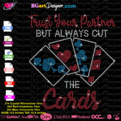 put your partner but always cut the cards rhinestone svg cricut silhouette, cards blackjack bling rhinestone template download, iron on transfer