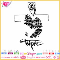 tupac silhouette svg cross