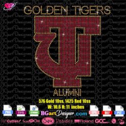 Golden tigers Tuskegee alumni rhinestone svg, digital rhinestone transfer iron on template, svg cricut vector cut file, silhouette cameo