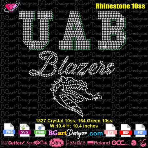 uab blazers rhinestone svg cricut, uab football rhinestone svg