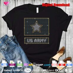 u.s. army bling rhinestone logo svg