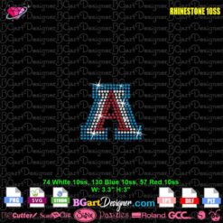 small pocket size bling university of arizona rhinestone design svg plt