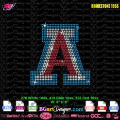 University of Arizona rhinestone template digital design preview for cutting machines