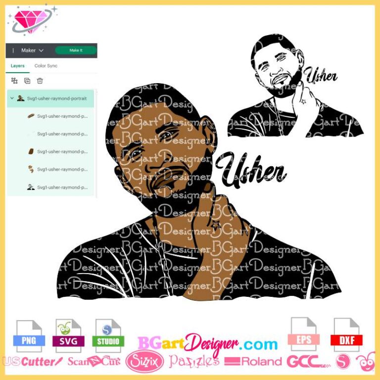 lllᐅ Usher Raymond Portrait Layered SVG - cricut silhouette cut file