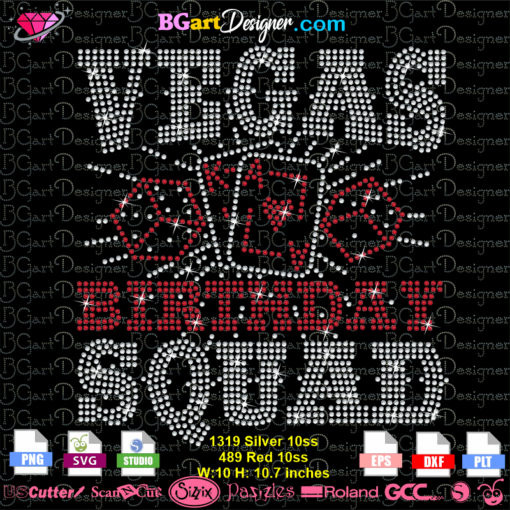 Vegas birthday squad rhinestone svg cricut silhouette, vegas card dice bling cut file, vegas birthday digital template plt
