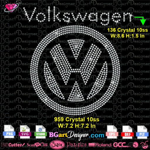Volkswagen Emblem logo rhinestone svg cricut silhouette, Volkswagen bling transfer svg, Volkswagen logo emblem rhinestone svg, Volkswagen rhinestone template svg