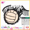 volleyball ball breaking net svg cricut silhouette, volleyball svg cricut, volleyball break wall svg