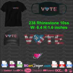 vote rhinestone mask svg, vote svg files for cricut, silhouette rhinestone template svg cutting