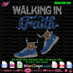 walking in Faith sport shoes rhinestone svg, walk by faith colon cancer rhinestone svg