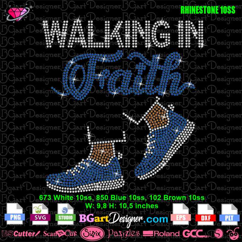 lllᐅ Walking In Faith Sport Shoes Rhinestone SVG - bling digital file