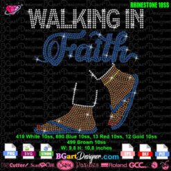 walking in Faith flip flop rhinestone svg, corinthians bible verse rhinestone svg