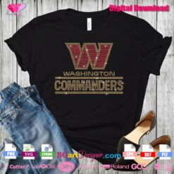 washington commanders logo bling rhinestone template, commanders digital rhinestone transfer for shirt
