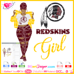 Fan girl Washington Redskins svg cricut silhouette, nfl football team, afro woman
