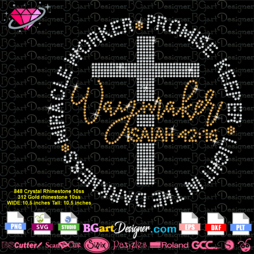 Waymaker miracle worker promise keeper light in the darkness rhinestone svg cricut silhouette, download bling Christian religious tee, faith jesus rhinestone template digital download