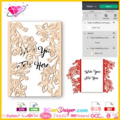 wedding card papercut template svg cricut silhouette, elegant birthday floral invitation svg download