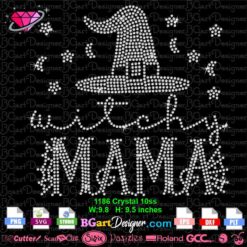 witchy mama rhinestone template svg, witchy mom bling rhinestone cricut silhouette