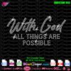 With God All Things Are Possible rhinestone transfer svg cricut, Matthew quote bible bling rhinestone template svg