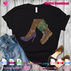 high heels and combats military boots rhinestone svg, woman army boots rhinestone and high heels shoes svg cricut download