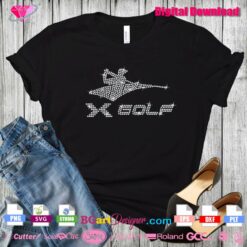 x golf silhouette bling rhinestone transfer shirt