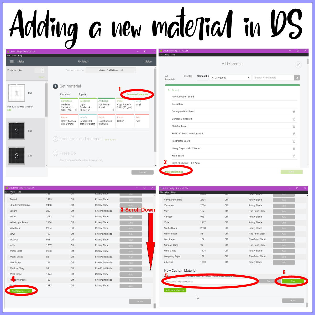 how to add a new material in cricut designs space ds