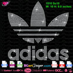 Adidas logo bling rhinestone svg cricut silhouette download, vector logo cut file bling design
