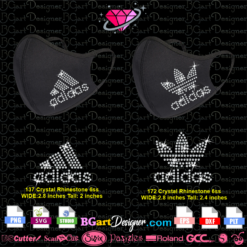 Adidas logo mask bling rhinestone 6ss svg cricut silhouette download, vector logo cut file bling design