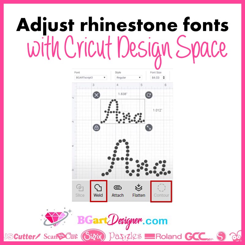 how to adjust rhinestone fonts or designs with cricut