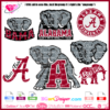 Alabama elephant logo bundle svg cricut silhouette, alabama crimson roll tide png transparent sublimation