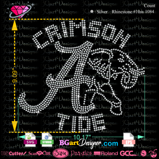 Alabama crimson tide rhinestone/ rhinestud bling svg, eps and silhouette studio cameo, cricut design space