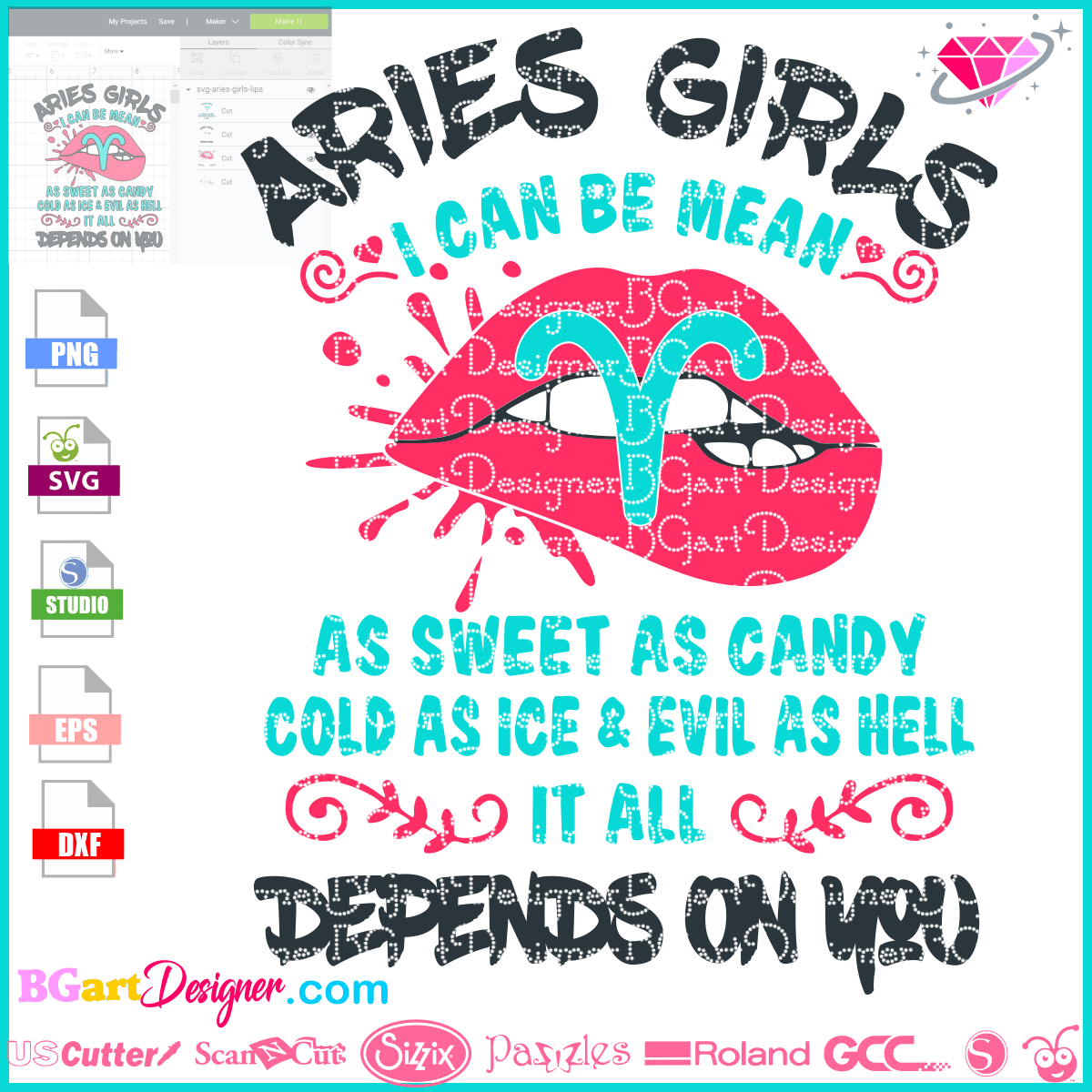 Download Lllá…aries Girls Lips Svg Sign Zodiac Cricut Silhouette