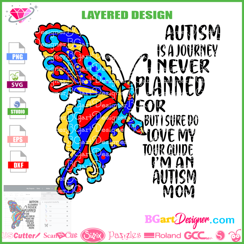 Download Llládownload Autism Butterfly Svg Gift Diy T Shirt Cricut Silhouette Dxf SVG, PNG, EPS, DXF File