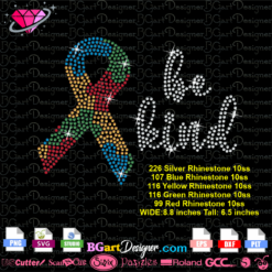 download be king ribbon puzzle autism rhinestone bling svg cricut silhouette, be kind autism bling transfer template cut file, puzzle ribbon rhinestone template digital instant download