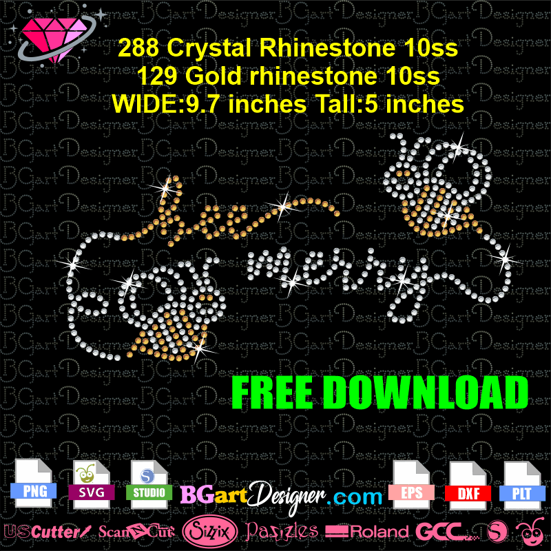 Download bee merry rhinestone cricut silhouette digital template, bee bling free download, free rhinestone template cricut silhouette